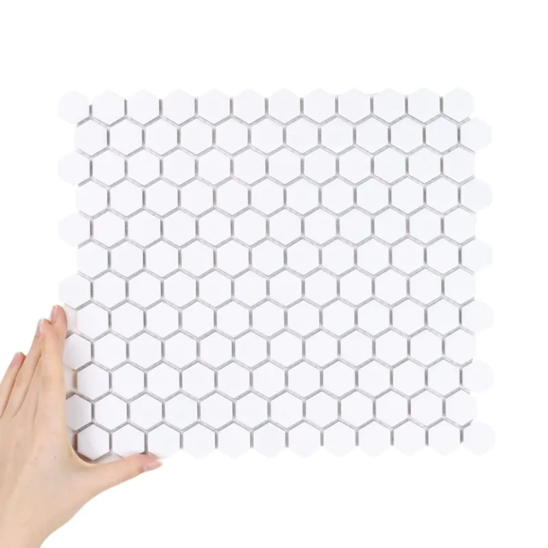 Płytka Heksagon Mały Biały Połysk