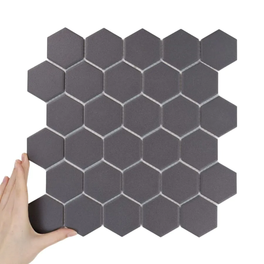 Płytka Heksagon Duży Antracyt Antypoślizg