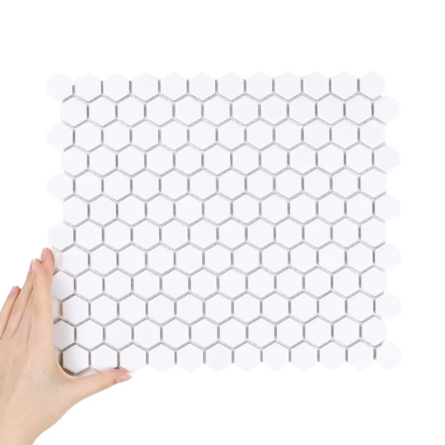 Płytka Heksagon Mały Biały Połysk