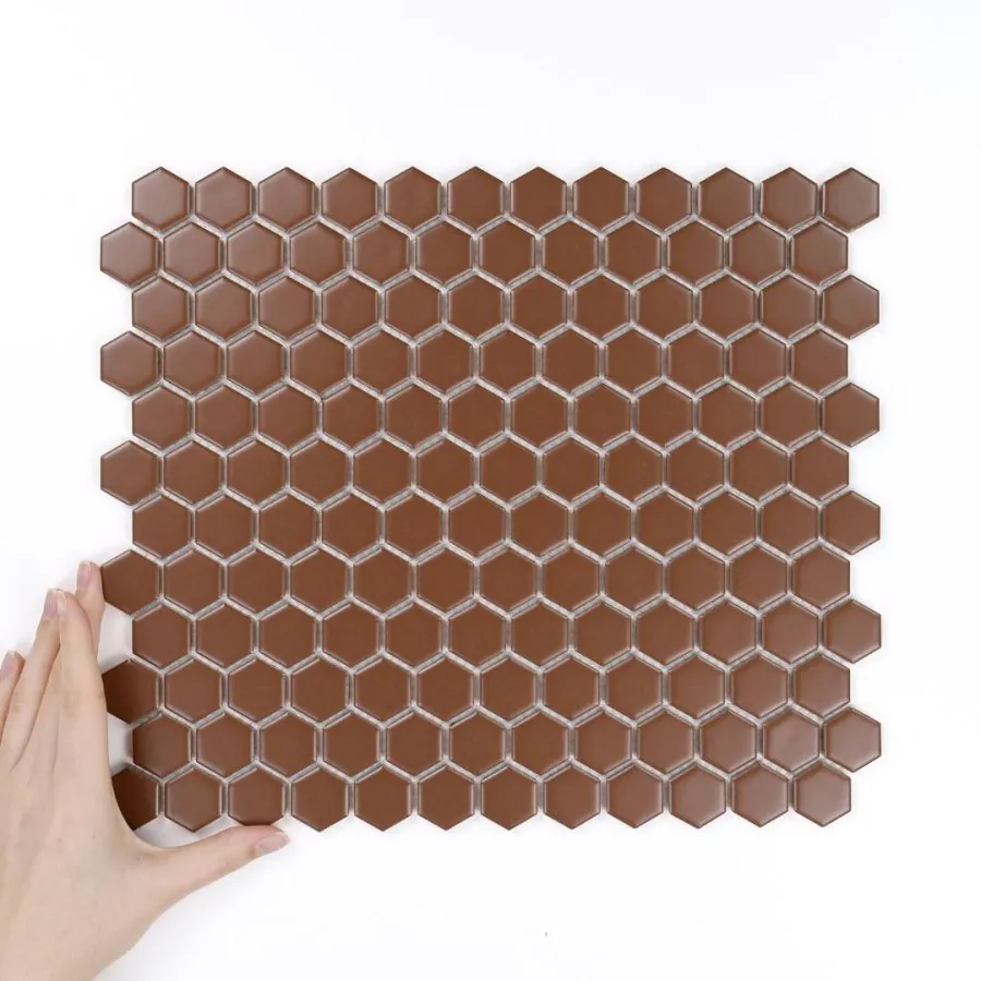 Płytka Heksagon Mały Brązowy Matowy